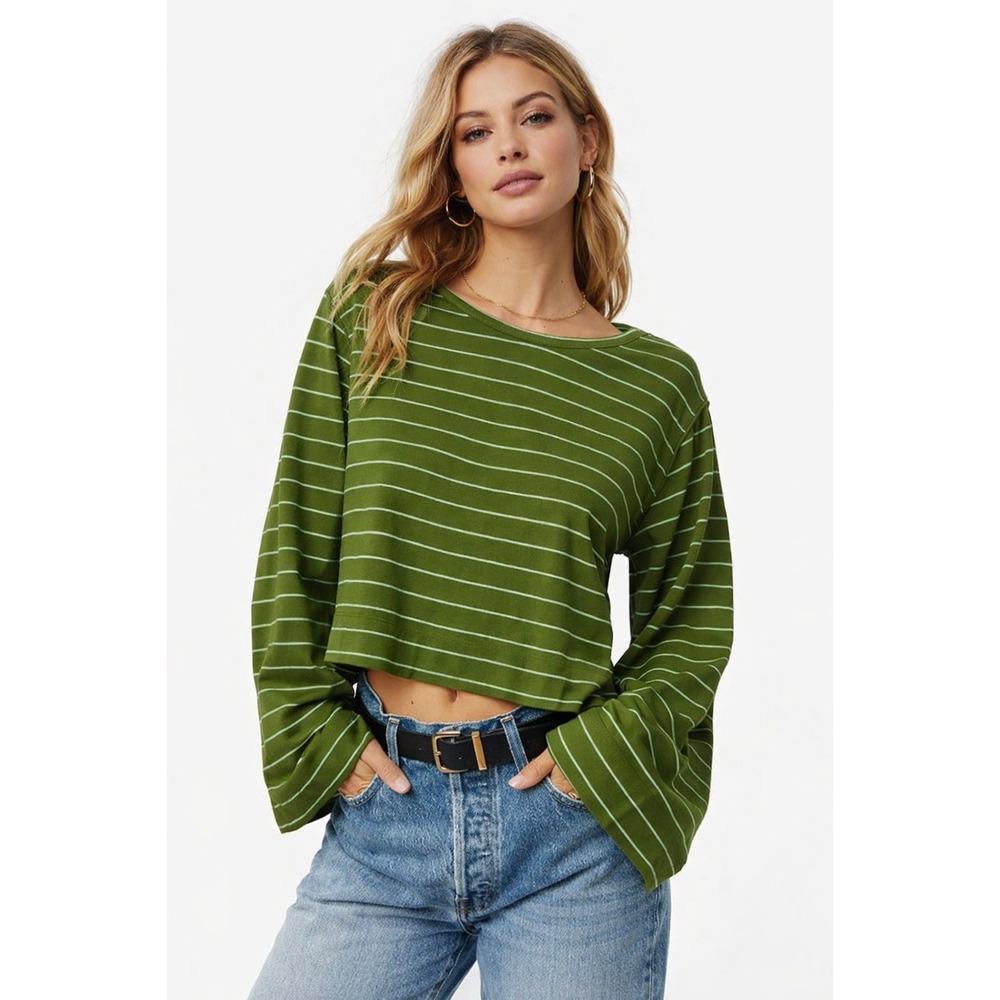 By Anthropologie East West Long Sleeve Crop Top SIze XS